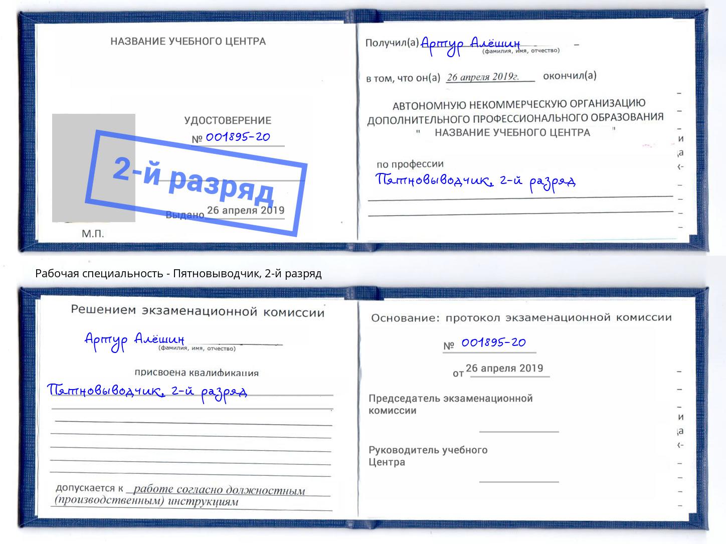 корочка 2-й разряд Пятновыводчик Павлово
